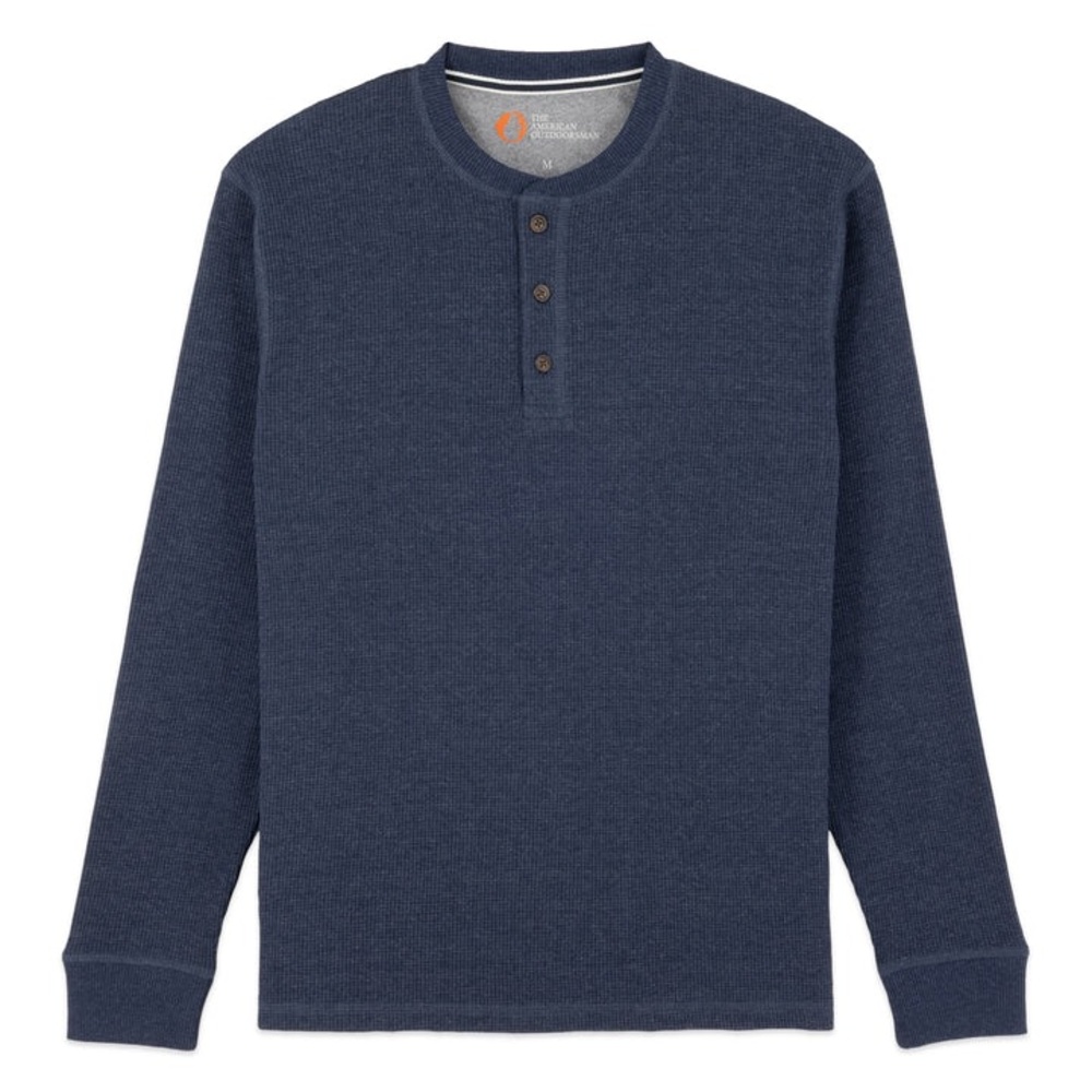 THE AMERICAN OUTDOORSMAN Blue Waffle Henley Shirt
